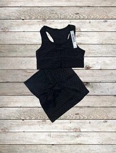 Women’s LARGE Butt Lift Shorts w/ Pockets & Bra Anti-Cellulite 2pc Outfit Yoga - Picture 1 of 4