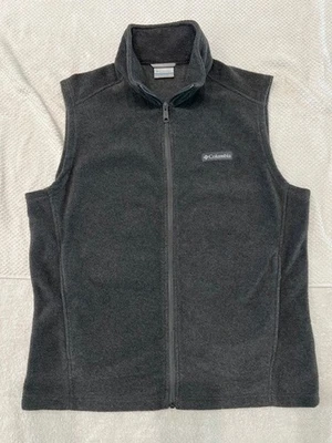 Chaleco polar Columbia para hombre mediano sin mangas cremallera completa cuello falso cremallera bolsillos gris Foto 1 de 2