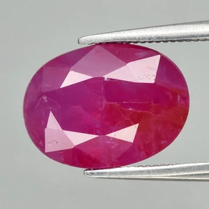 π 4.31ct 11.3x8.3mm Oval Natural Purplish Red Ruby - Unheated, Winza Gemstone - Picture 1 of 4