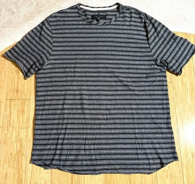 Camiseta Rag & Bone Para Hombre Talla Mediana Azul Blanco Rayas Cuello Redondo Manga Corta Foto 1 de 4