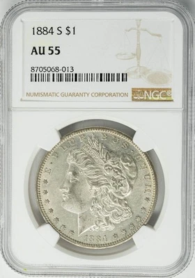 1884-S Morgan Silver Dollar $ AU55 NGC 950571-45 - Image 1 of 3