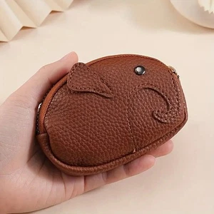 Cute Soft Faux Elephant Coin Purse, Zipper Wallet with Key Holder 3.46”H - Picture 1 of 5