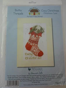 Bothy Threads Cosy Christmas Card Cross Stitch Kit Bunny Stocking Xmas57 Holiday - Picture 1 of 3