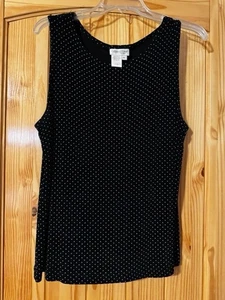 Coldwater Creek Ladies Black w/White Polka Dot Sleeveless  Top - Size L - Picture 1 of 1
