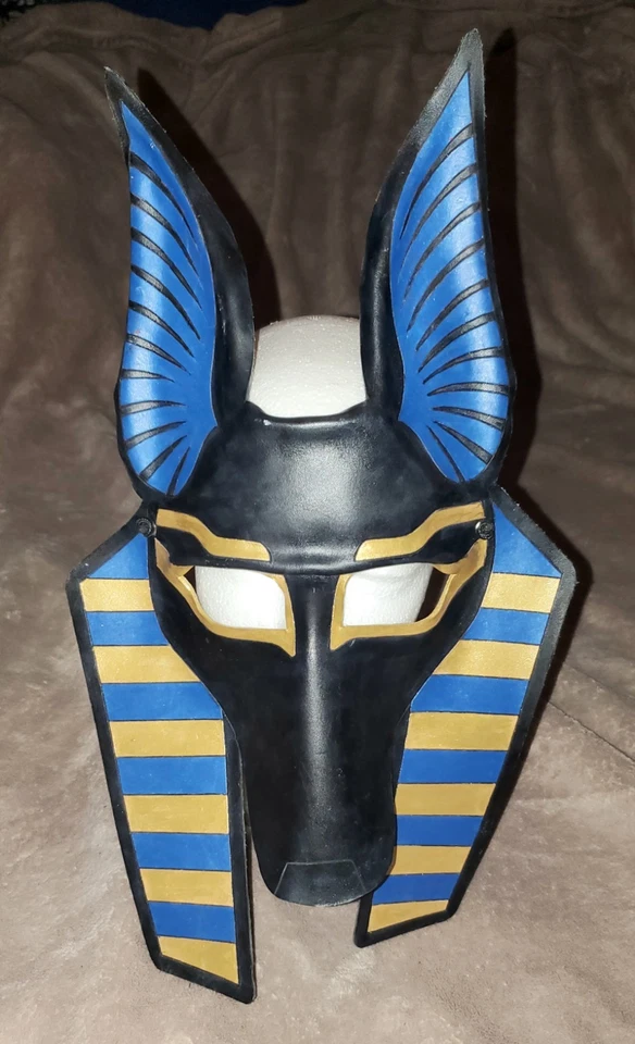 Handmade Leather Anubis Mask Hand Tooled Multicolored - Image 1 of 3