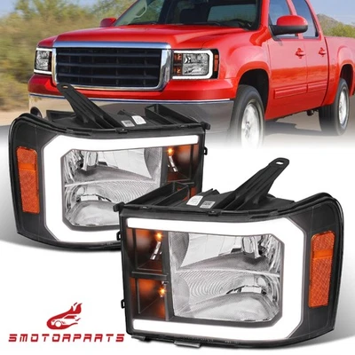 Pair LED DRL Headlights Front Lamp For 2007-2014 GMC Sierra 1500 2500HD 3500HD - Image 1 of 4