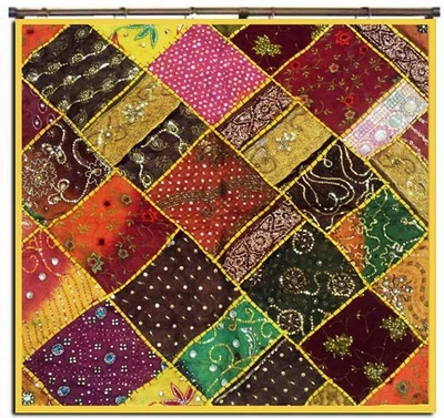 40" DECORATIVO INDN ARTE DECORACIÓN VINTAGE ÉTNICO CUENTAS COLGANTE TAPIZ Foto 1 de 4