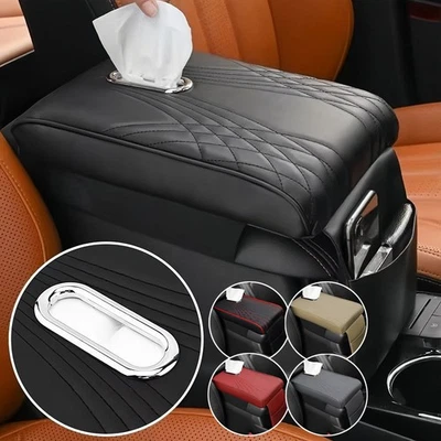 For Honda Car Armrest Cover Center Console Cushion Pad Mat w/ Pocket Tissue Box - Image 1 of 4