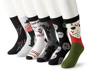 Herren 6 Paar Horror Crew Socken Größe 6-12 Nightmare On Elm Street Freitag der 13. - Bild 1 von 8
