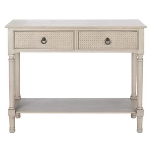 SAFAVIEH Haines 13 in. Greige Rectangle Wood Console Table with Drawer - Picture 1 of 9