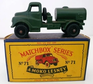 1959 Lesney Matchbox Series 71a Austin 200 Gallon Water Truck Army Tanker C Box - Picture 1 of 13