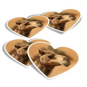 4x Heart Stickers - Amazing Happy Camel Animals Desert #8752