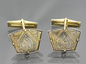 Vintage DAMASCENE Men's Cufflinks - Picture 1 of 6