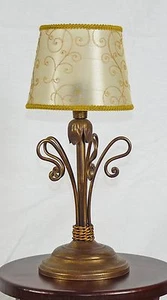 Lume antico lampada da tavolo ferro battuto paralume artigianale rustico art.670 - Imagen 1 de 7