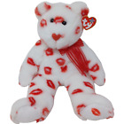 Ty Smooch Teddy Bear White Red Kiss Retired Beanie Buddy Stuffed Animal Plush