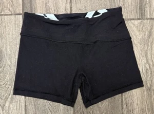 Ivivva By Lululemon Bike Shorts Size 14 Black Mid Rise 3" Athletic Logo - Picture 1 of 3