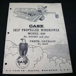 CASE Modelo 840 Autopropulsado Windrower Pantano Piezas Manual Catálogo de Libros FABRICANTE DE EQUIPOS ORIGINALES - Imagen 1 de 3