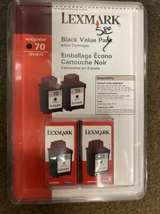 LEXMARK 70 Black Ink Cartridges - 12A1970 (Twin Pack) - Picture 1 of 2