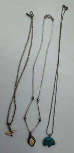3 Vintage Indianer Türkis Bär Muschel Opal Sterling Halskette Anhänger Set - Bild 1 von 3