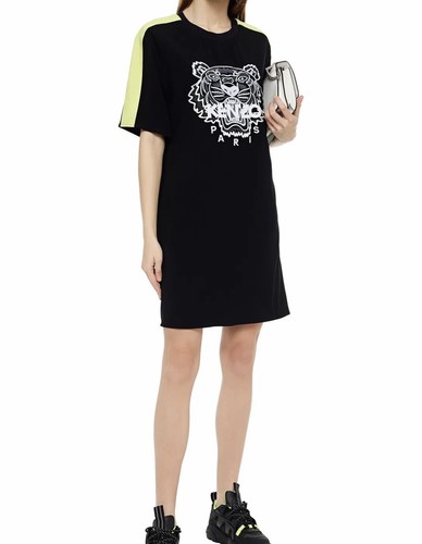 ABITO KENZO CREPE TIGER RICAMATO NUOVO CON ETICHETTE ORIGINALE £390 MEDIO M T ABITO NERO