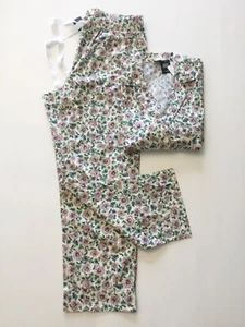 J.Crew Factory Women’s NWT Cotton Cropped Short-Sleeve Pant Pajama Set Size: S M - Picture 1 of 9