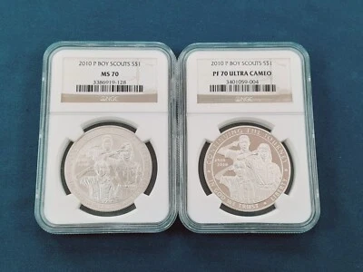 2010 P Boy Scouts Commemorative Dollar set! 90% silver! NGC PF70 MS70 - Image 1 of 3