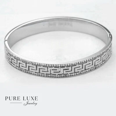 Brazalete Hombre 7" Acero Inoxidable Plata 10mm Circonita cúbica Eternidad.Pulsera*Unisex + Caja Foto 1 de 3