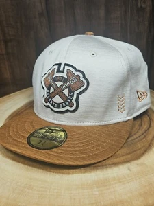 Atlanta Braves New Era 59Fifty Fitted Hat Cap Size 7 3/4 MLB Baseball Khaki - Picture 1 of 12