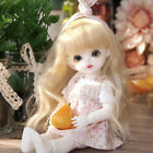 1/8 BJD Doll 16cm Cute Little Girl Resin Doll + Eyes + Face Makeup Wig Dress SET