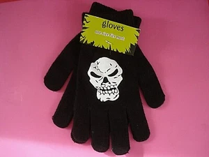 BOYS WINTER GLOVES SKELETON SKULL REVERSE SIDE SKELETON BONES NEW - Picture 1 of 1