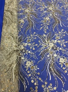 Hardy'sTextile100%PolyTulleFabricEmbroidered,Gold&Black SequinsFlowers DIY Dress - Bild 1 von 5