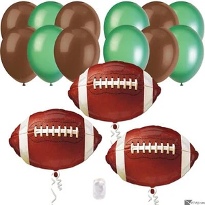 Football Party Game Day Bouquet Decorations 15pc Balloons, Brown Green - Picture 1 of 2