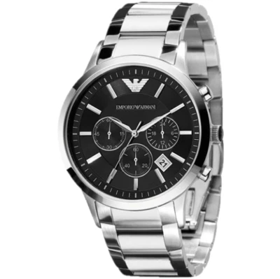 Reloj para hombre Emporio Armani cronógrafo acero inoxidable esfera negra plateado AR2434 Foto 1 de 3