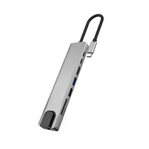 Metal 8-in-1 Docking Station USB-C Hub Type C To USB 3.0 4K HDMI PD Adapte D9N6 - Picture 1 of 10