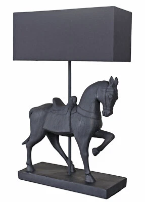 Table Lamp HORSE HOUSE Horse Figurine Lamp English Style Fabric Shade E27 Foto 1 de 4