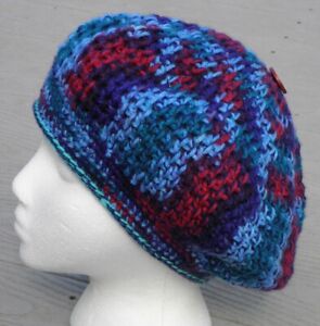 Trendy Multicolor Larger Crocheted Beret - Handmade by Michaela