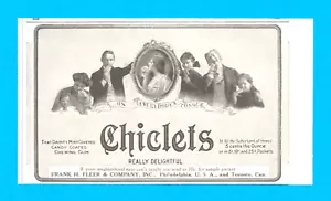 1908 CHICLETS CHEWING GUM candy antique PRINT AD Fleer Philadelphia - Picture 1 of 3