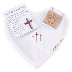 Resin Heart Dough Bowl with 24 Prayer Cards, Handcrafted Bowl with Holding Po... - Picture 1 of 5