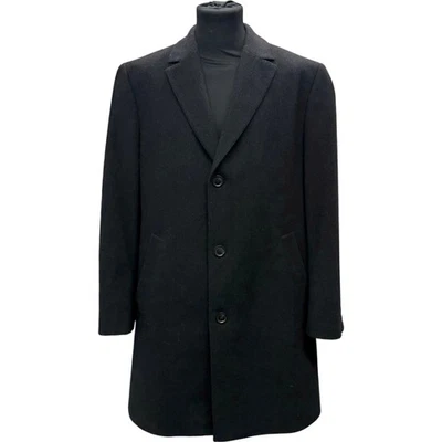 Hugo Boss Norton Barrie Stratus Black Wool Cashmere Overcoat Size 52 - Image 1 of 4
