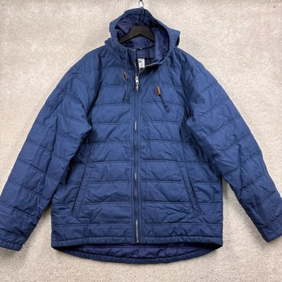 Old Navy Puffer Coat Mens Size XL Blue Quilted Hooded Full Zip Pockets - Image 1 of 4