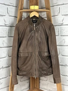 Gimo’s Mens Leather Jacket Italian Luxury Brown Size M - Picture 1 of 13