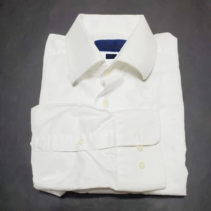 David Donahue Men's Dress Shirt 16.5-34/35" Solid White Pattern Slim Fit - Picture 1 of 6
