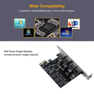 Vier Ports USB 3.0 Super Schnelle 5Gbps PCI-E Erweiterungskarte PCI Express KUI - Afbeelding 1 van 8