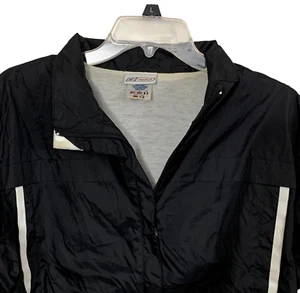 Chaqueta cortavientos forrada talla grande Reebok para hombre de nailon negra cremallera completa de colección Z1 - Imagen 1 de 8