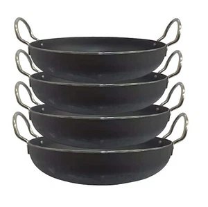 Indian Iron Wok Kadai Frying Pan Flat Bottom Karahi Deep Balti Food Dish - Picture 1 of 13