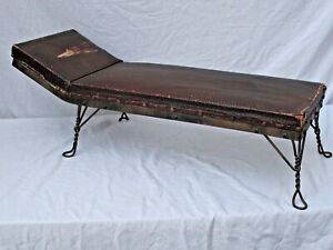 Antique  Salesman Sample Chaise Lounge Fainting Couch Twisted Steel Rod Legs