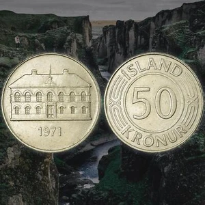 Iceland 50 Kronur Coin | Parliament Building | Reykjavik | KM19 | 1970 - 1980 - Picture 1 of 1