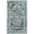 Crystal Collection Accent Rug - 2'2" x 5', Teal & Purple, Medallion Distresse...