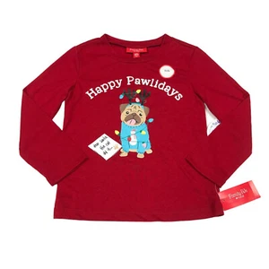 Family PJs Happy Pawlidays Kids Unisex Pajama Top, Red, Size 4-5 - Picture 1 of 2