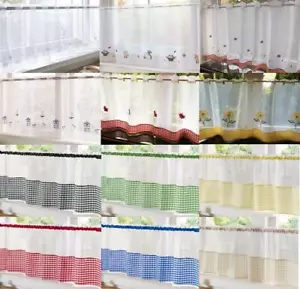 Küche Voile Café Netz bestickt fertig Gardinenplatte 7 Designs & 5 Tropfen - Bild 1 von 11